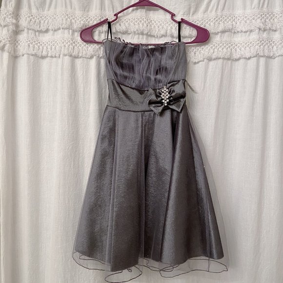 NWT Elegant Satin Formal Mini Dress, Strapless - Picture 4 of 8
